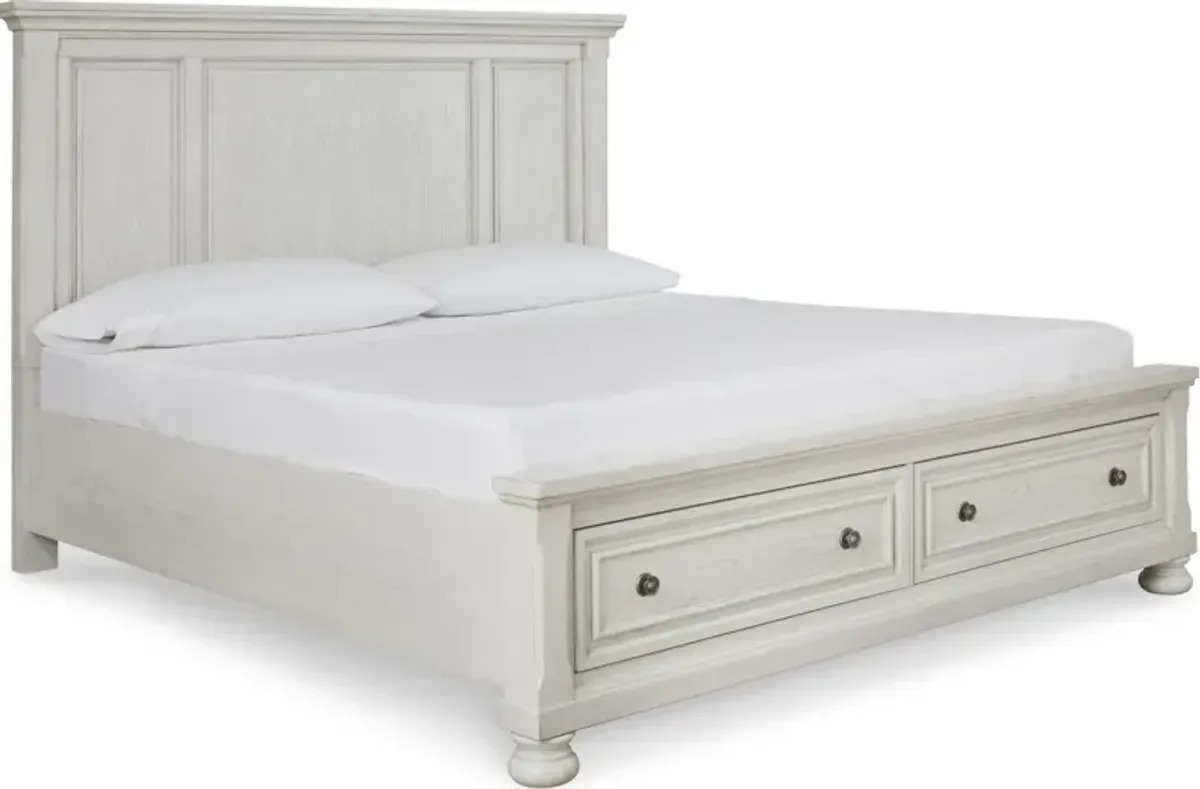 Signature Design by Ashley® Robbinsdale Antique White King Panel Storage Bed