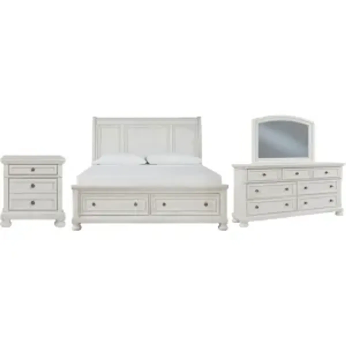 Signature Design by Ashley® Robbinsdale 4-Piece Antique White King Bedroom Set