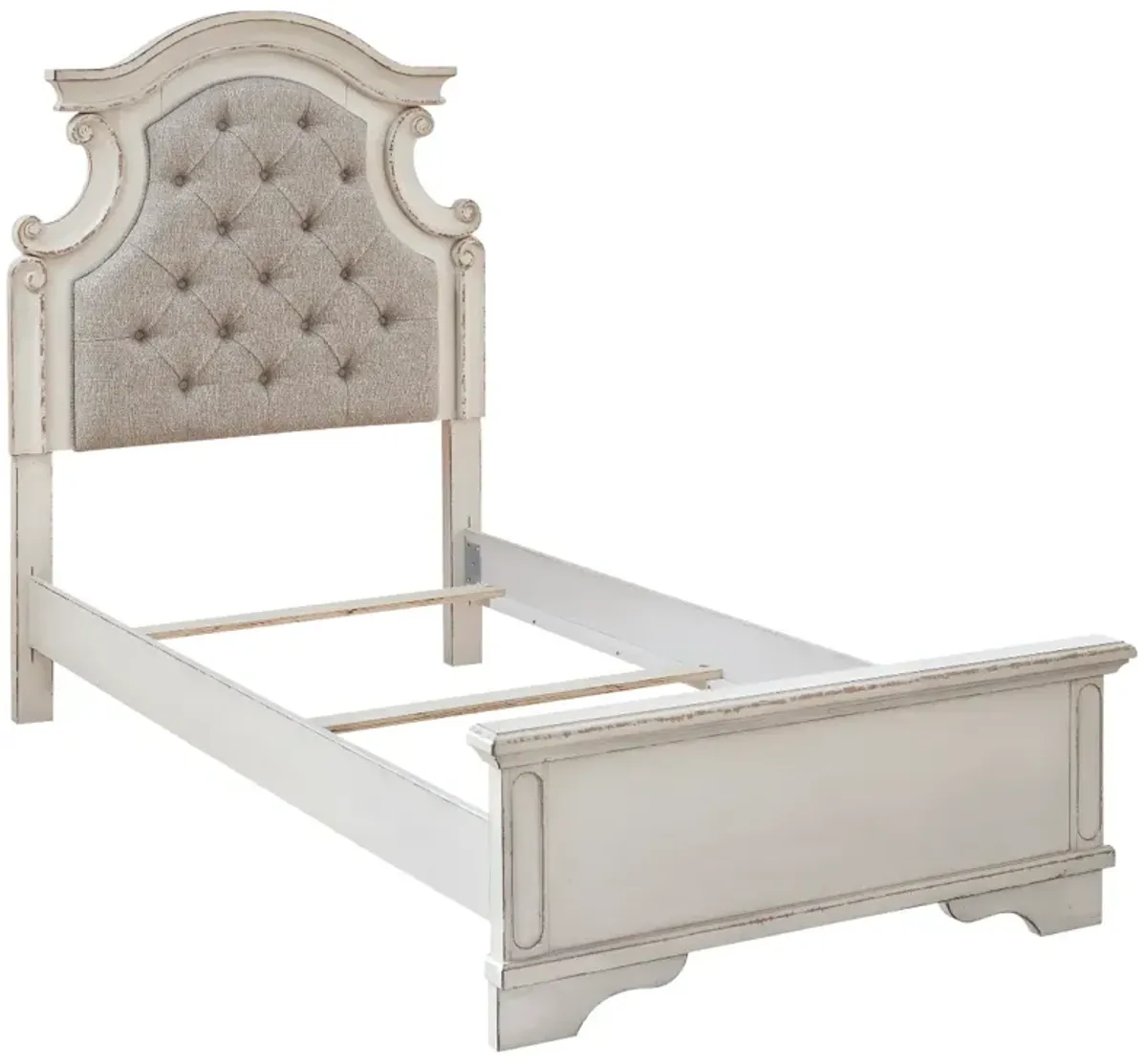 Signature Design by Ashley® Realyn Beige/Chipped White Twin Upholstered Panel Headboard