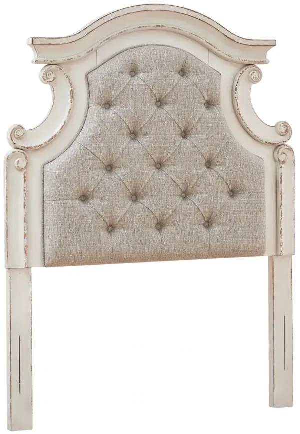 Signature Design by Ashley® Realyn Beige/Chipped White Twin Upholstered Panel Headboard