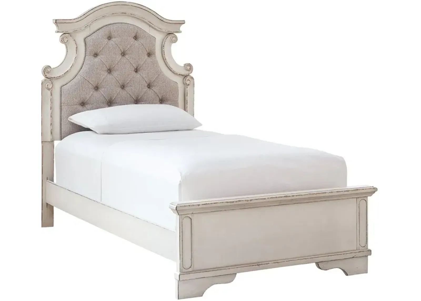 Signature Design by Ashley® Realyn Chipped White Twin Upholstered Panel Bed