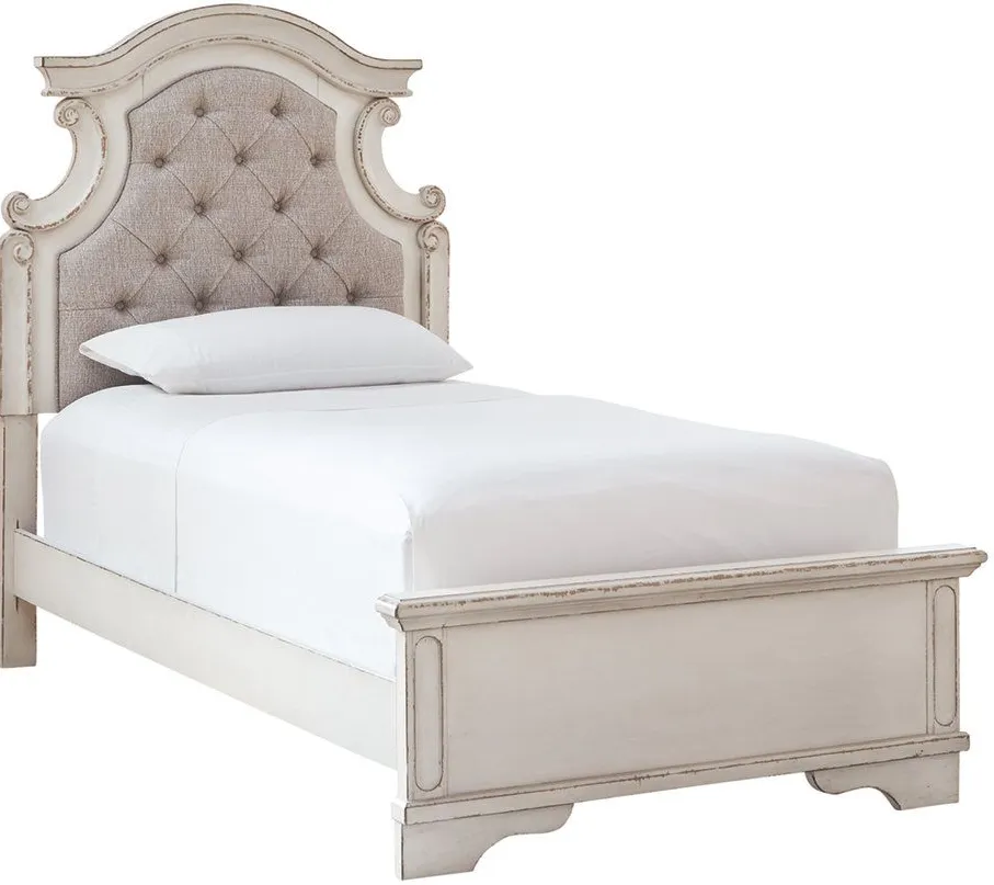 Signature Design by Ashley® Realyn Chipped White Twin Upholstered Panel Bed