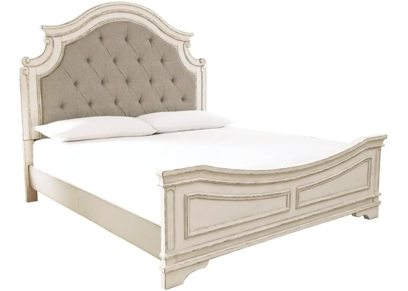 Signature Design by Ashley® Realyn Chipped White Queen Upholstered Panel Bed