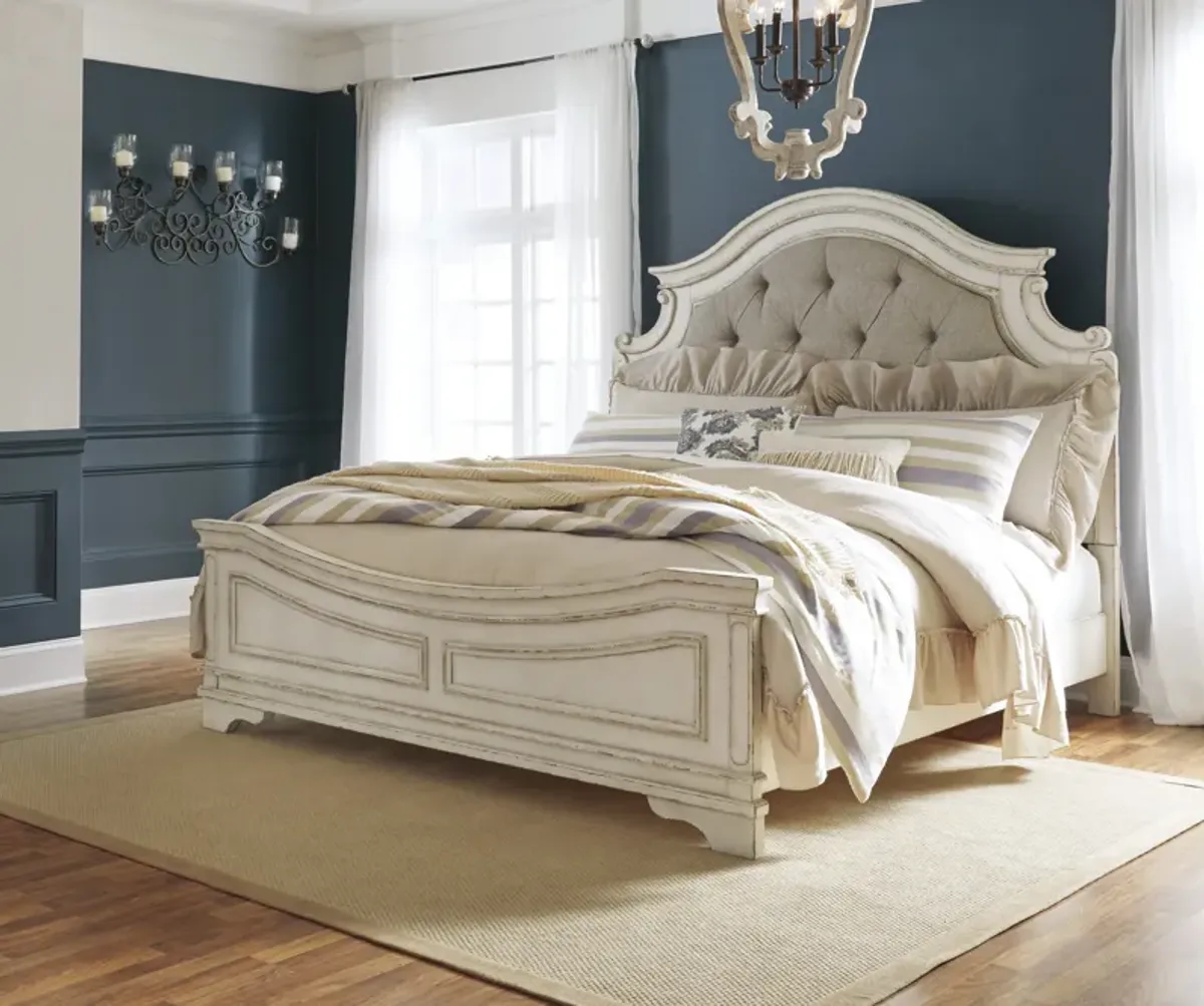 Signature Design by Ashley® Realyn Chipped White California King Upholstered Panel Bed