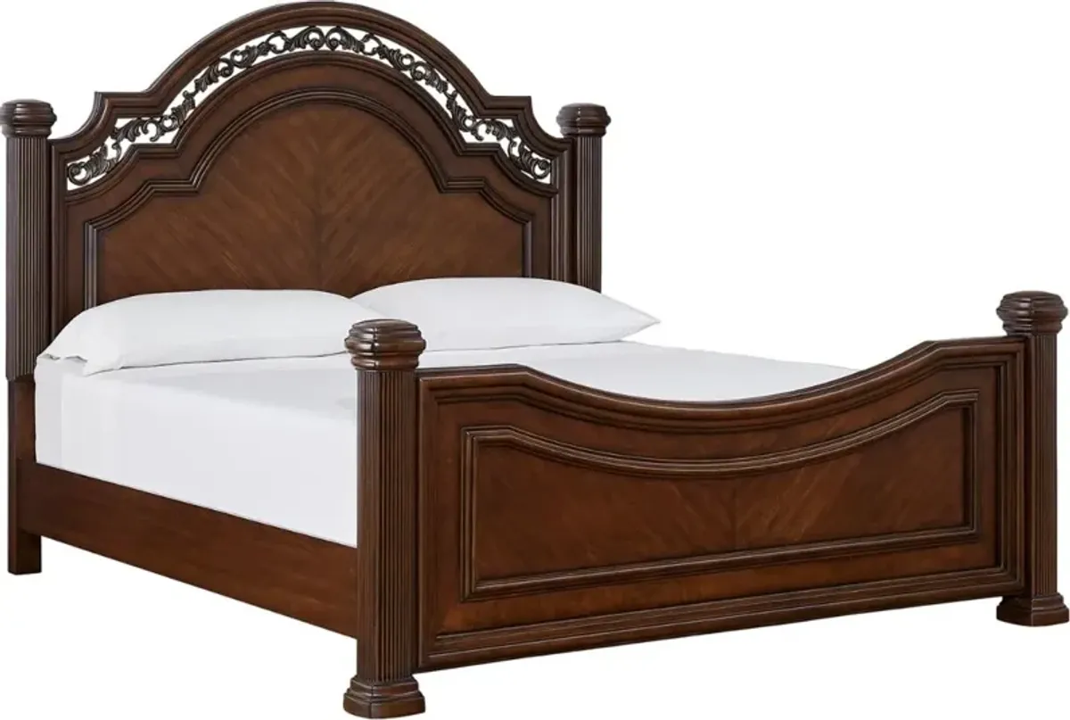 Signature Design by Ashley® Lavinton Cherry Brown Queen Poster Bed