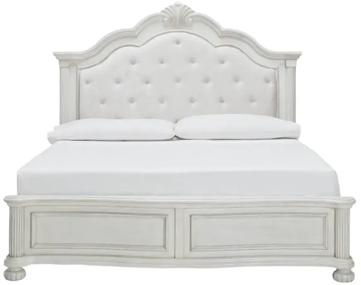 Benchcraft® Montelaine Antique White Queen Upholstered Panel Bed