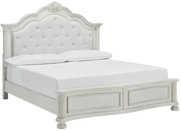 Benchcraft® Montelaine Antique White King Upholstered Panel Bed