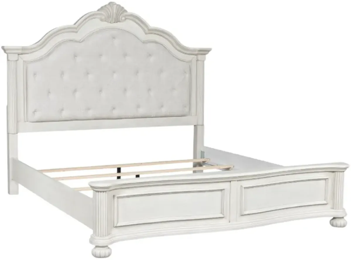 Benchcraft® Montelaine Antique White King Upholstered Panel Bed