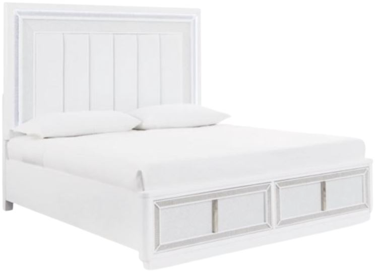 Signature Design by Ashley® Chalanna White Queen Upholstered Panel Bed with Storage