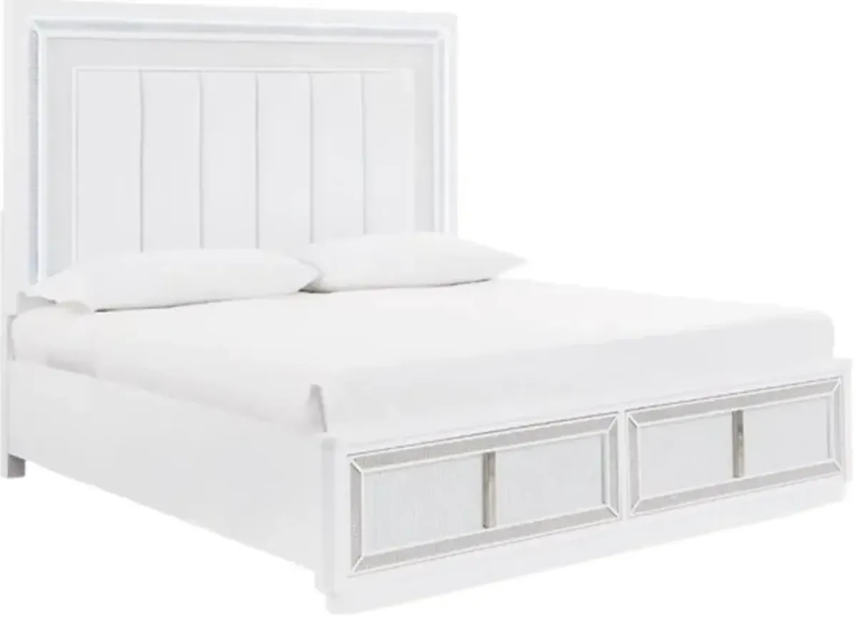 Signature Design by Ashley® Chalanna White King Upholstered Storage Bed