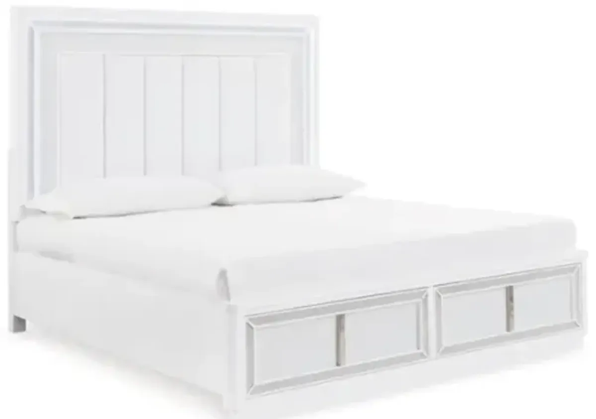 Signature Design by Ashley® Chalanna White King Upholstered Storage Bed