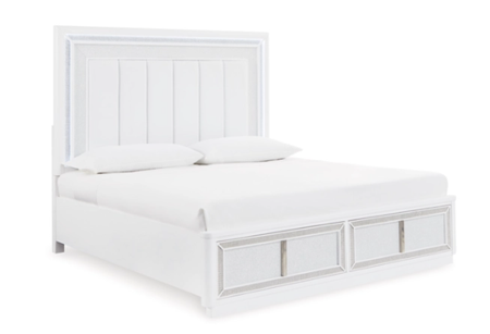 Signature Design by Ashley® Chalanna White King Upholstered Storage Bed