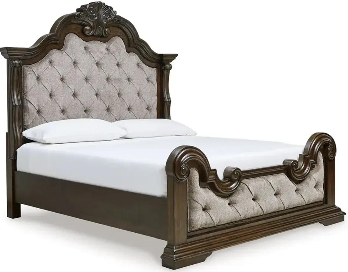 Signature Design by Ashley® Maylee Dark Brown Upholstered Queen Panel Bed