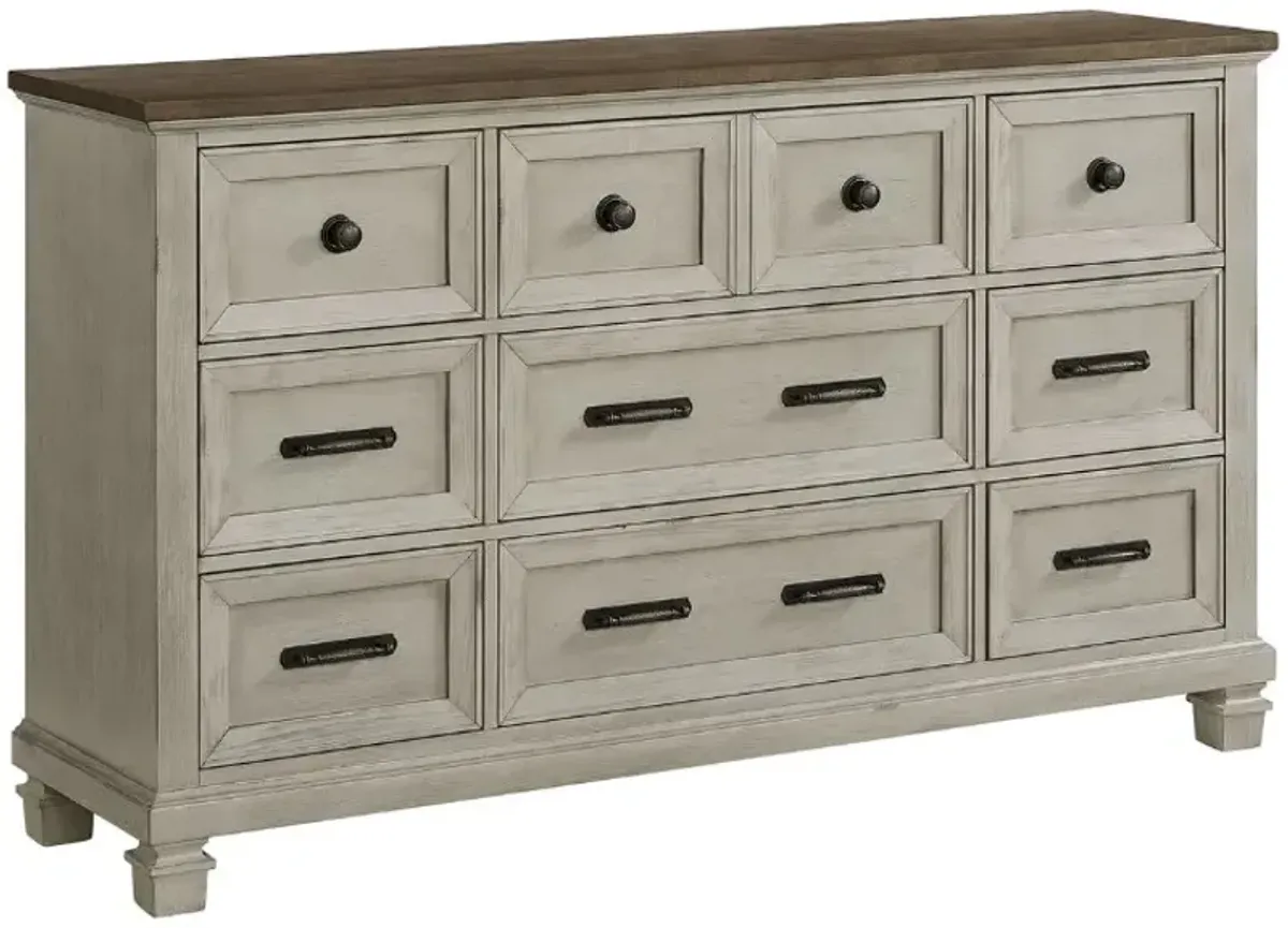 Elements International Farmington Espresso/White 9-Drawer Dresser