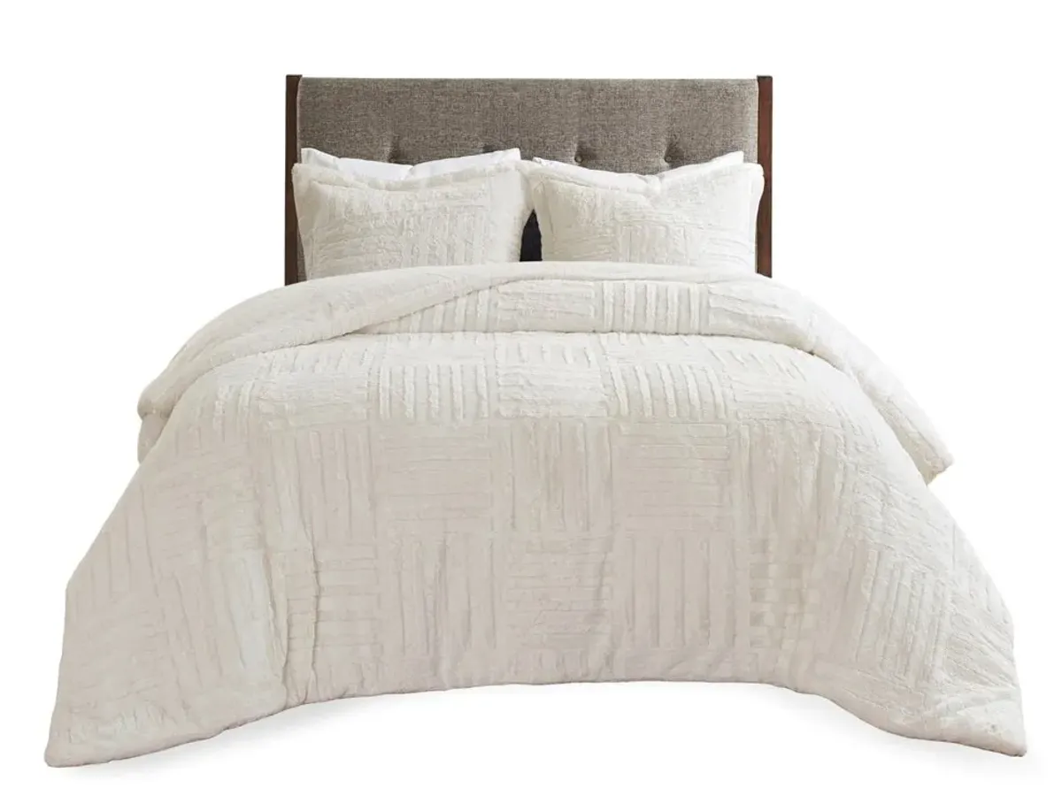 Olliix by Madison Park Arctic Ivory Twin Fur Down Alternative Comforter Mini Set