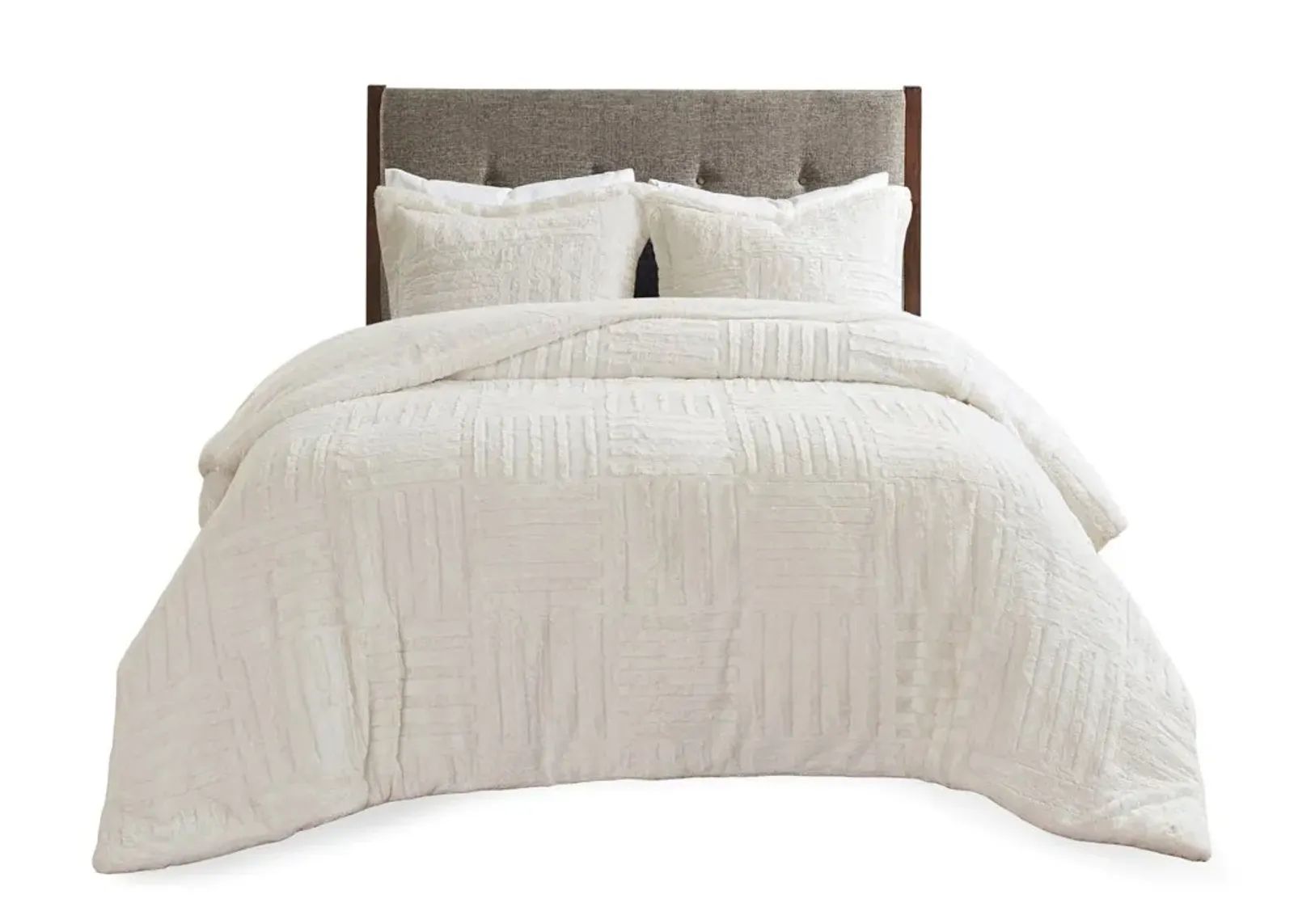 Olliix by Madison Park Arctic Ivory Twin Fur Down Alternative Comforter Mini Set