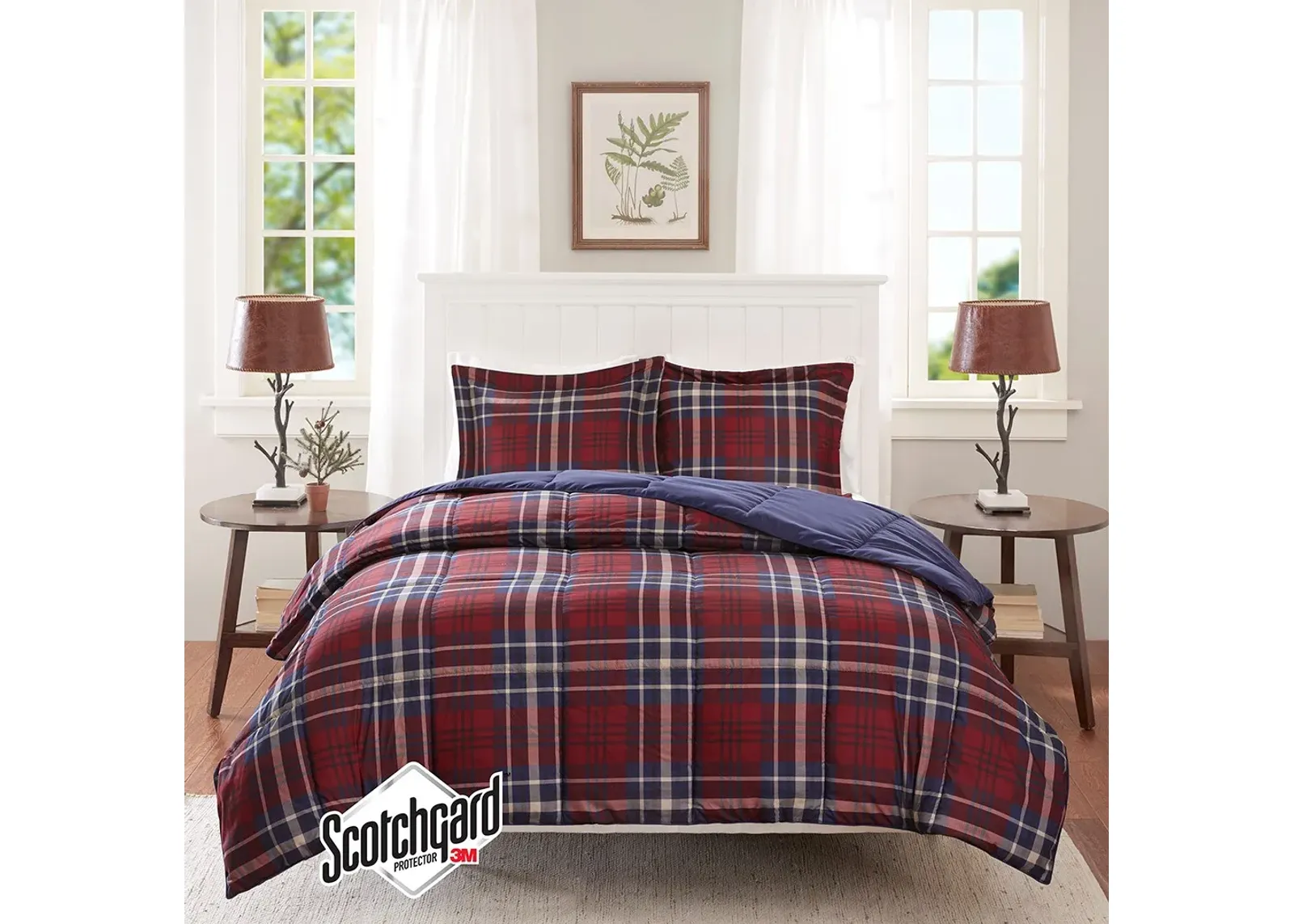 Olliix by Madison Park Essentials Bernard Red Twin/Twin XL 3M Scotchgard Down Alternative Comforter Mini Set