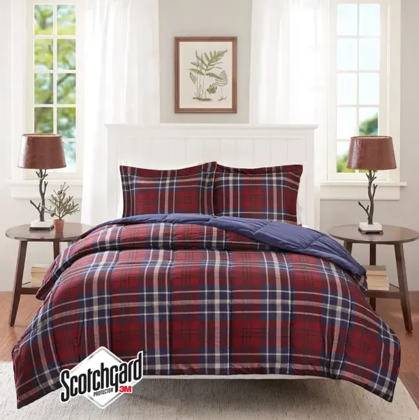 Olliix by Madison Park Essentials Bernard Red Full/Queen 3M Scotchgard Down Alternative Comforter Mini Set