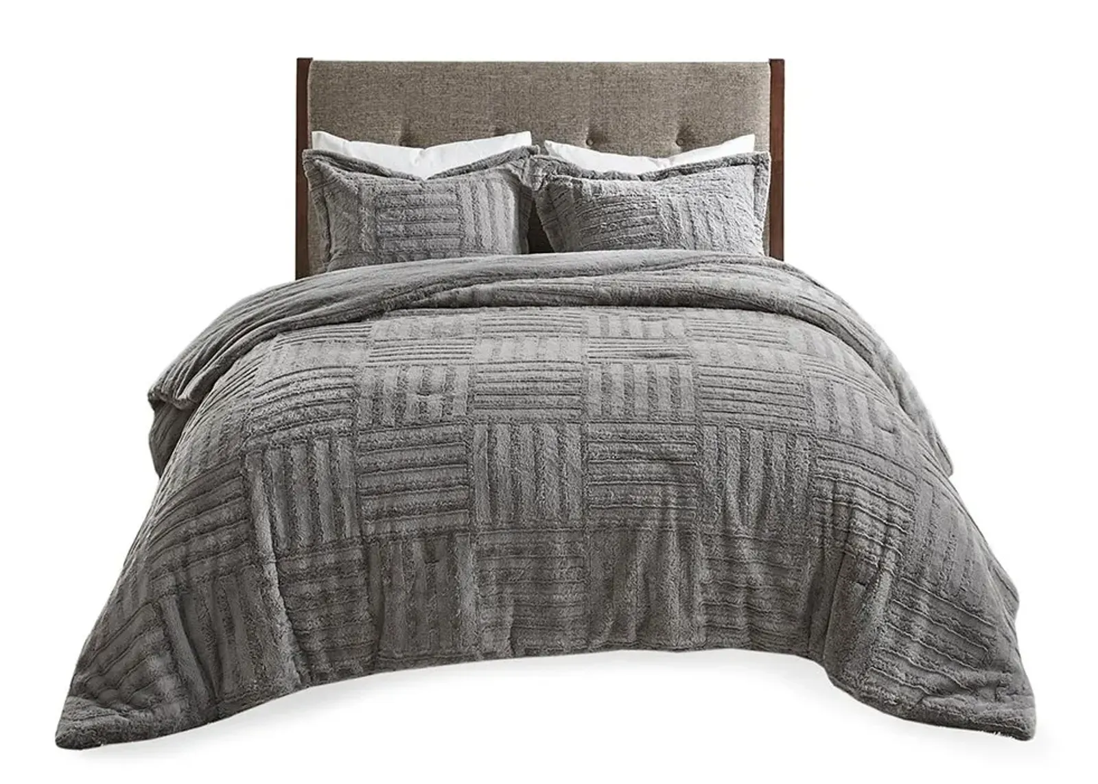 Olliix by Madison Park Arctic Grey Twin Fur Down Alternative Comforter Mini Set