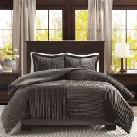 Olliix by Madison Park Parker Grey Twin Corduroy Plush Comforter Mini Set