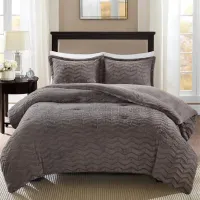 Olliix by Madison Park Sloan Grey King/California King Plush Down Alternative Comforter Mini Set