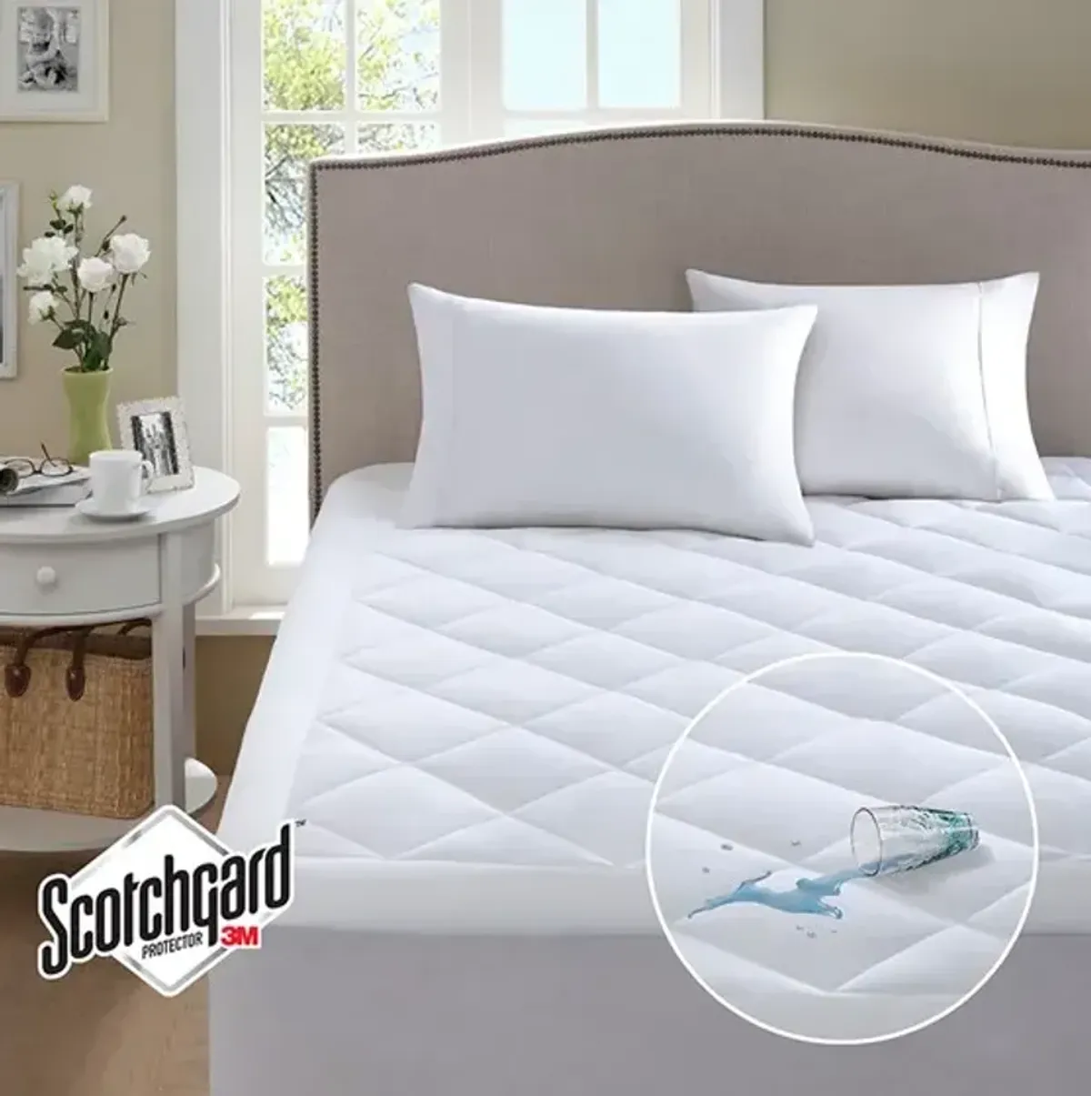 Olliix by Sleep Philosophy White Twin XL Serenity 3M Scotchgard Waterproof Mattress Pad