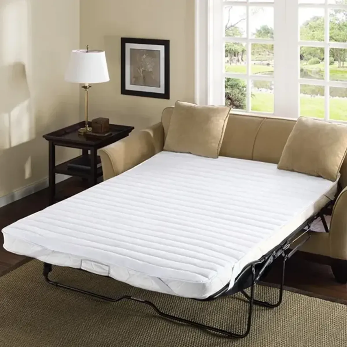 Olliix by Madison Park Essentials White Waterproof Quilted Microfiber Full Frisco Sofa Bed Pad