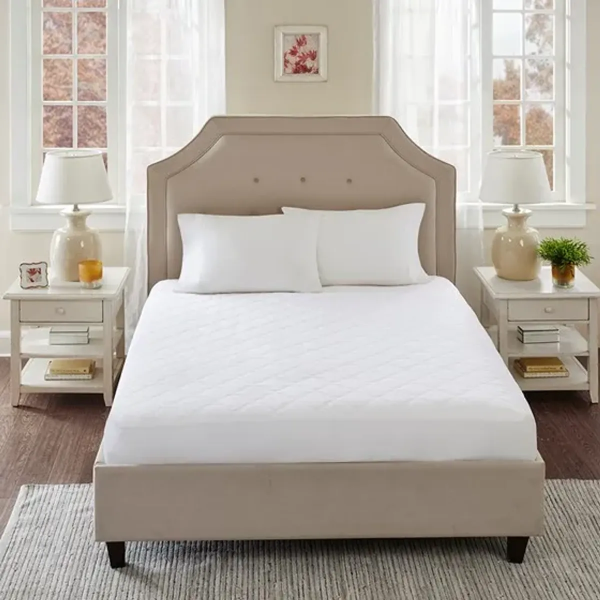 Olliix by Sleep Philosophy White Twin All Natural Cotton Percale Quilted Mattress Pad