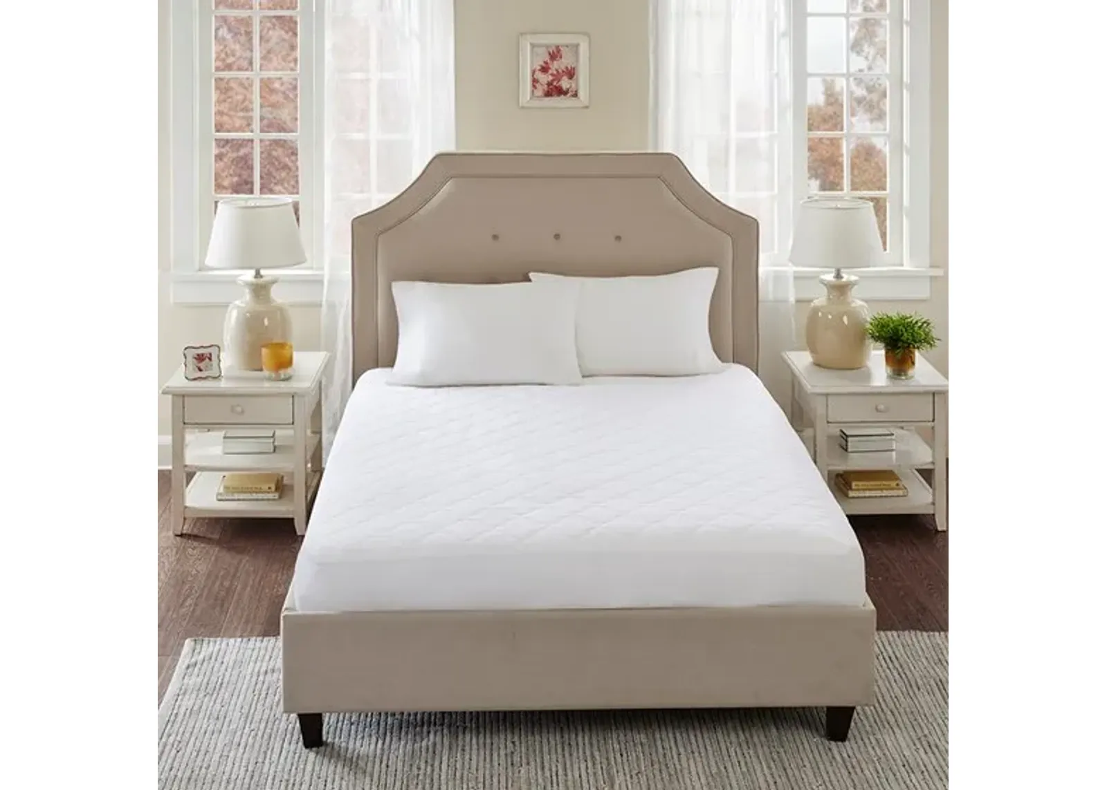 Olliix by Sleep Philosophy White Full All Natural Cotton Percale Quilted Mattress Pad