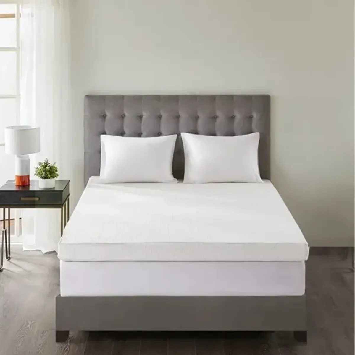 Olliix by Sleep Philosophy White Full 4" Gel Memory Foam with 3M Cover Mattress Topper