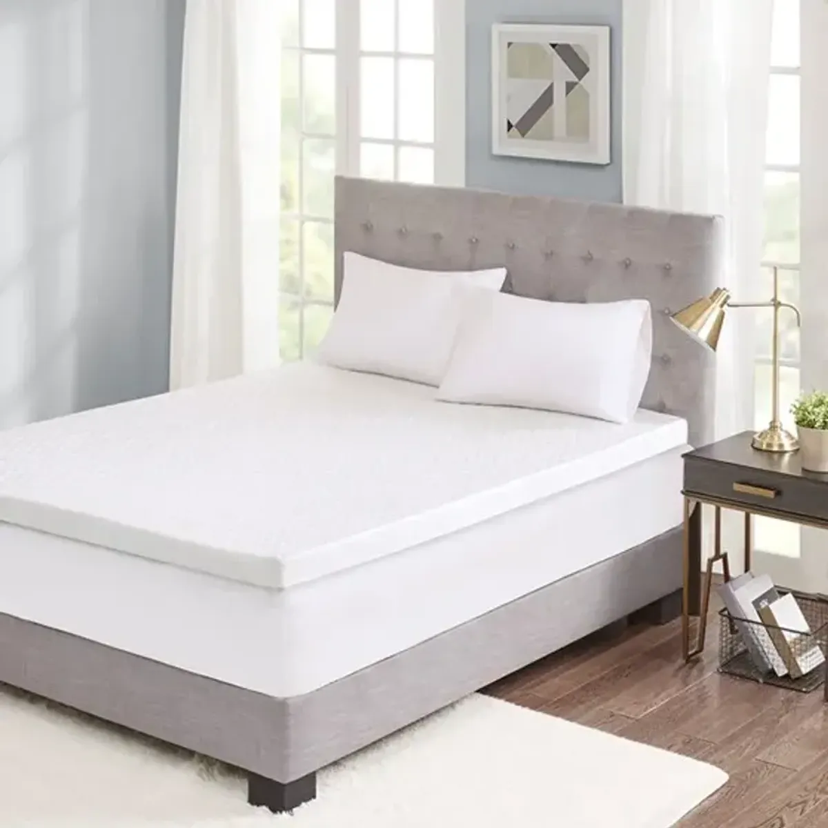 Olliix by Sleep Philosophy White Hypoallergenic 3" Cooling Gel Memory Foam King Mattress Topper