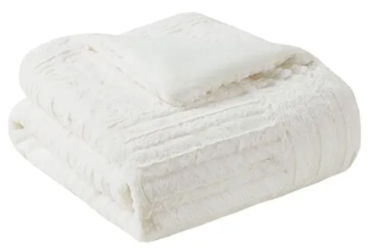 Olliix by Madison Park Arctic Ivory Ultra Plush Down Alternative Throw