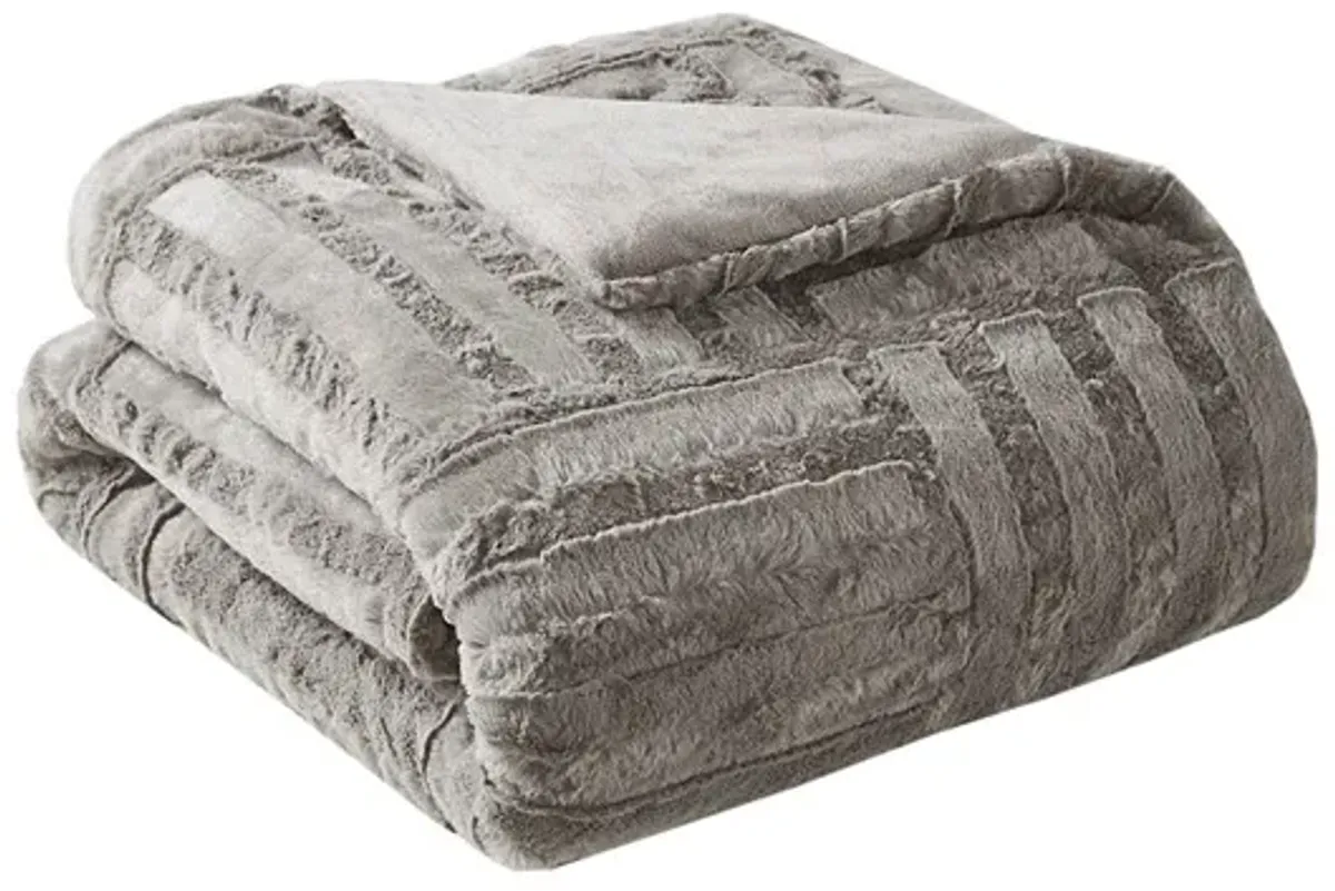 Olliix by Madison Park Arctic Grey Ultra Plush Down Alternative Throw