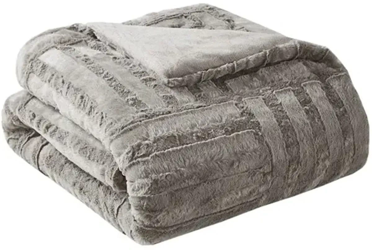 Olliix by Madison Park Arctic Grey Ultra Plush Down Alternative Throw
