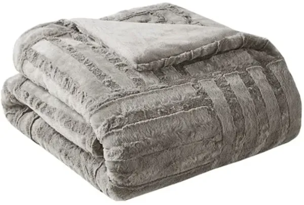 Olliix by Madison Park Arctic Grey Ultra Plush Down Alternative Throw
