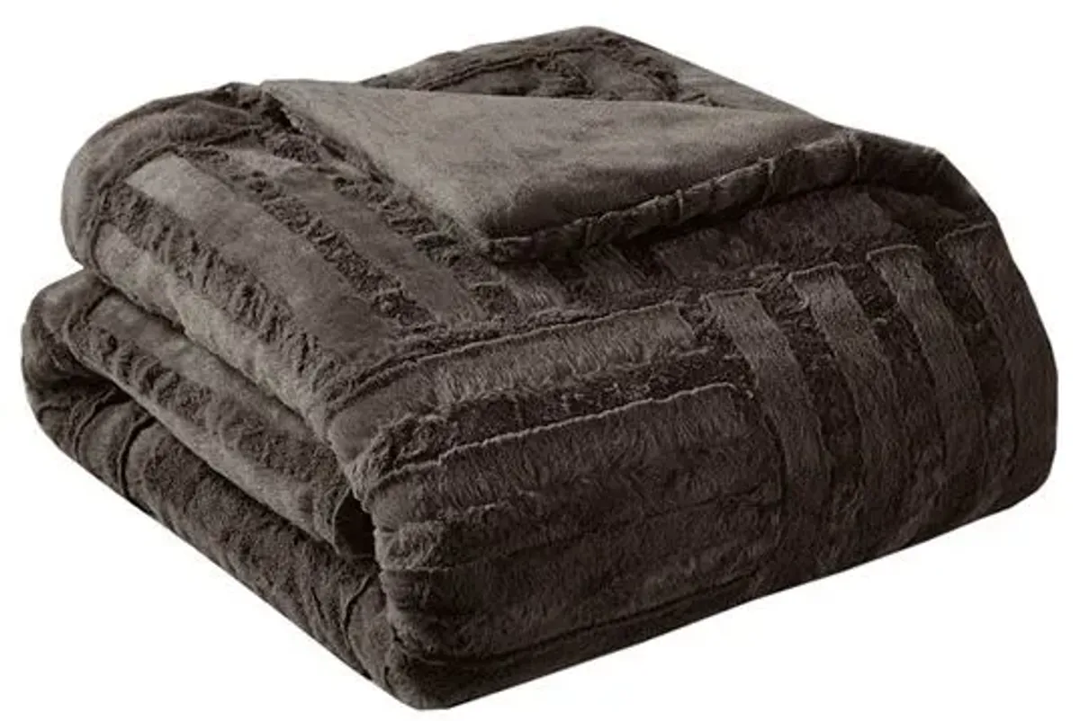 Olliix by Madison Park Arctic Chocolate Ultra Plush Down Alternative Throw