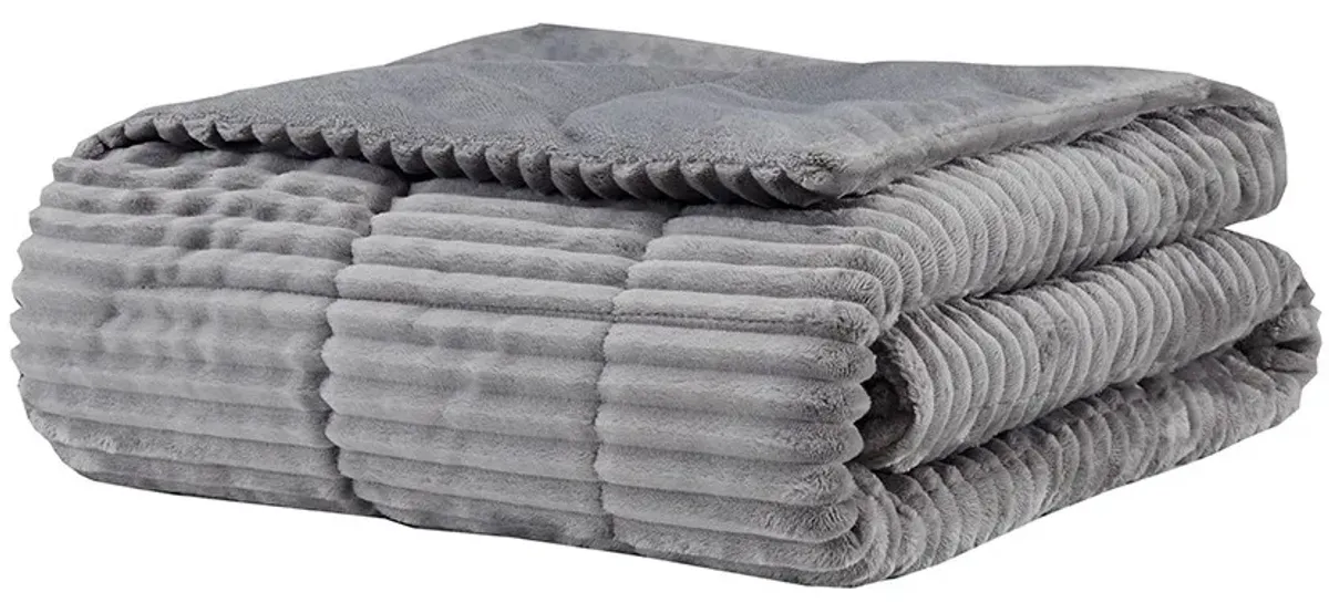 Olliix by Premier Comfort Parker Grey Corduroy Plush Down Alternative Throw