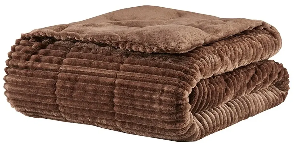 Olliix by Premier Comfort Parker Brown Corduroy Plush Down Alternative Throw