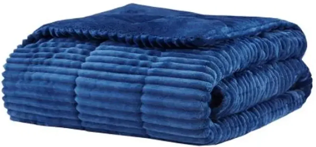 Olliix by Premier Comfort Parker 60" x 70" Navy Corduroy Plush Down Alternative Throw