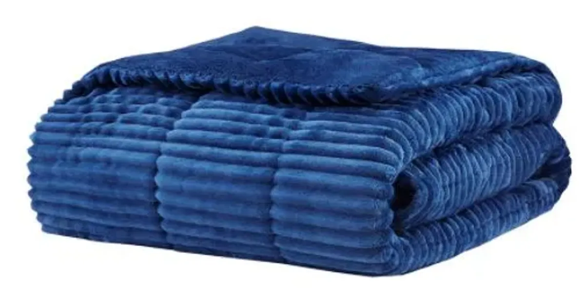 Olliix by Premier Comfort Parker 60" x 70" Navy Corduroy Plush Down Alternative Throw