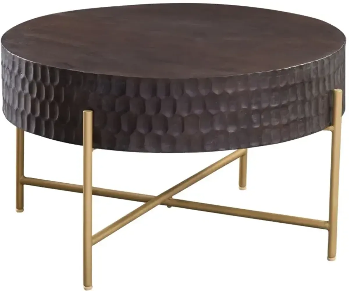 Steve Silver Co. Bobbi Burnished Espresso Cocktail Table with Matte Brass Base