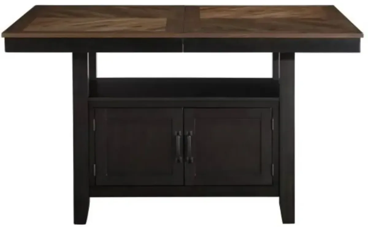 Steve Silver Co. Bermuda Black/Dark Acacia Storage Counter Table with Leaf
