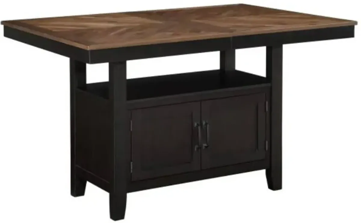 Steve Silver Co. Bermuda Black/Dark Acacia Storage Counter Table with Leaf