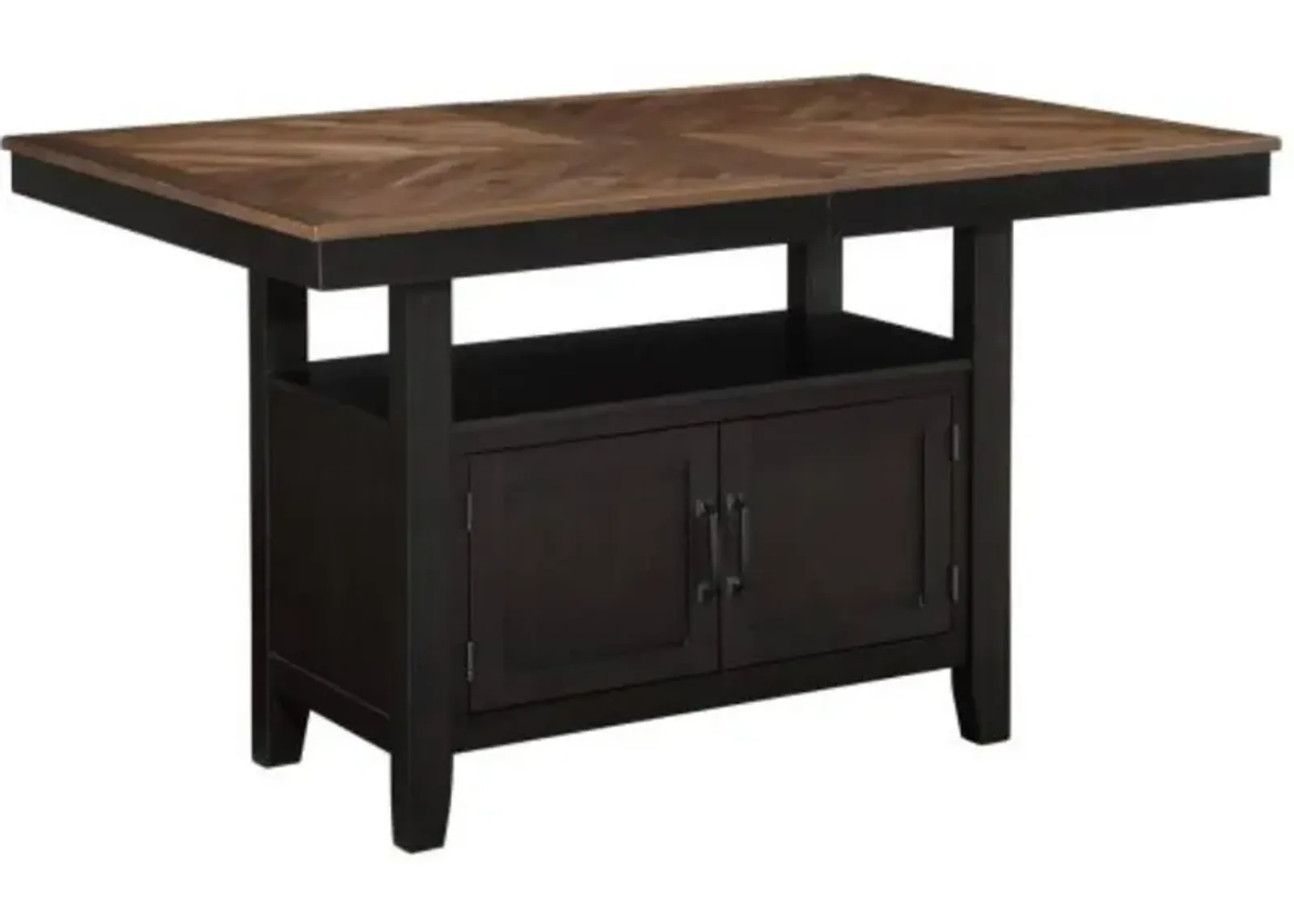 Steve Silver Co. Bermuda Black/Dark Acacia Storage Counter Table with Leaf