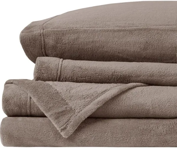 Olliix by True North by Sleep Philosophy Brown Twin Soloft Plush Sheet Set