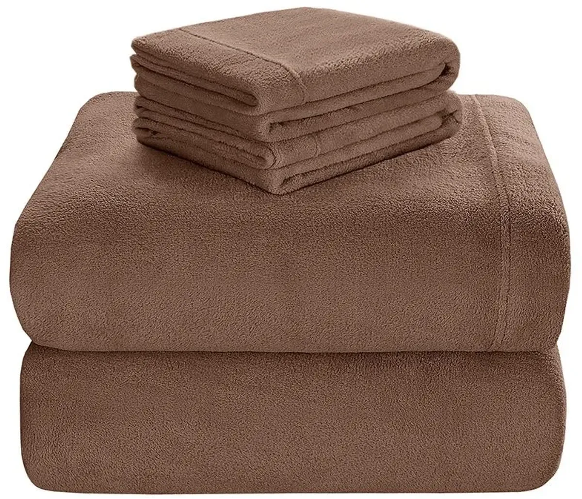 Olliix by True North by Sleep Philosophy Brown Twin Soloft Plush Sheet Set