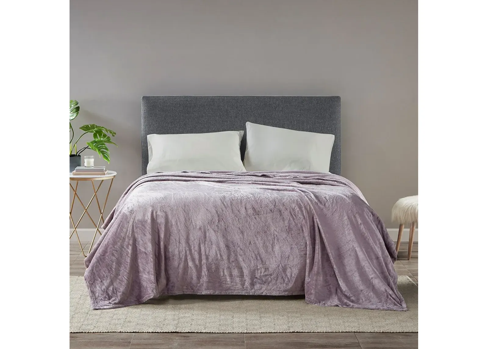 Olliix by Madison Park Microlight Purple King Blanket