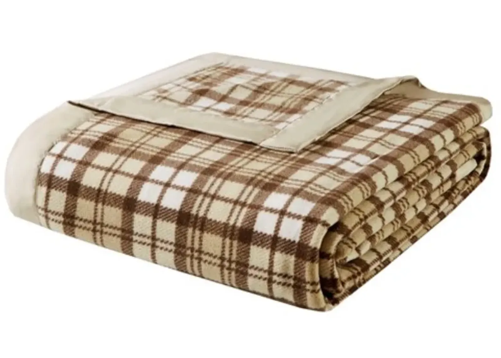 Olliix by True North by Sleep Philosophy Micro Fleece Tan Plaid King Blanket