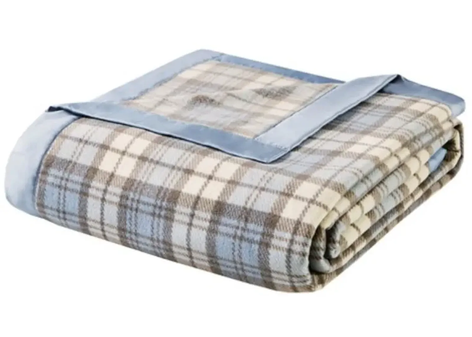 Olliix by True North by Sleep Philosophy Micro Fleece Blue Plaid Twin Blanket