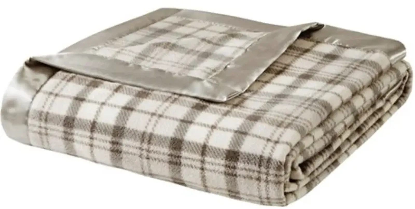 Olliix by True North by Sleep Philosophy Micro Fleece Gray Plaid Twin Blanket